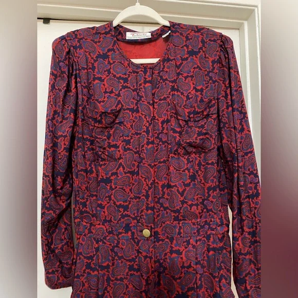 Talbots Red and Black Sheath Dress Long Sleeve - Picture 2 of 4